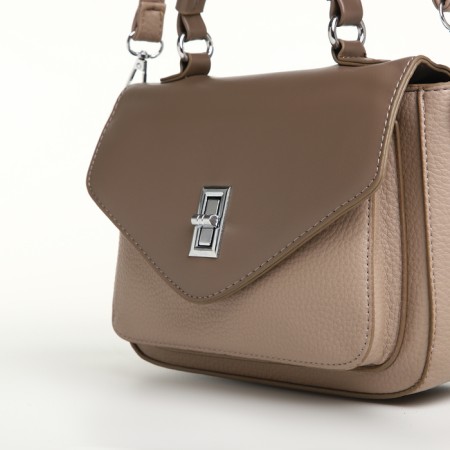 Women's bag on the Textura valve, small size, beige color-6