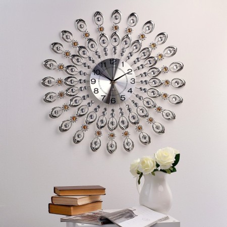 Wall clock, series: openwork, "steel feathers", smooth move, D-69 cm-2