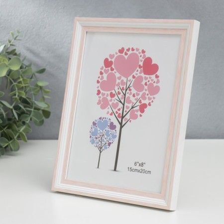 Photo frame plastic 15x20 cm "White with pink" 22.5x17.5 cm-1