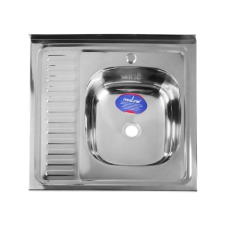 Kitchen sink Mixline 527969, invoice, thickness 0.4 mm, 60x60x16 cm, right, release 1 1/2 "