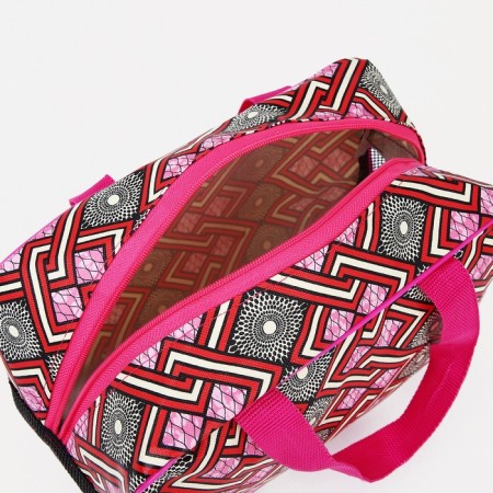 Cosmetic bag on a zipper, with a grid, pink color-2