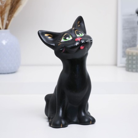Piggy bank "Cat Oscar" black, 12x13x23cm