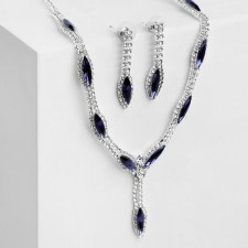 Set 2 objects: earrings, Kilence “Listopad” thin rhombus, blue-white color in silver, 45 cm