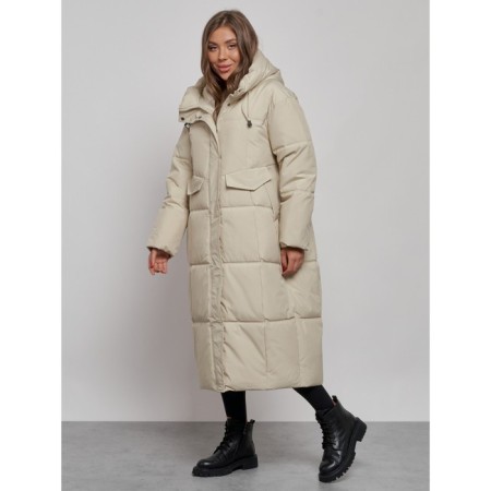 Coat insulated winter female, size 42, light-beige color-2