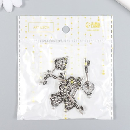 Decor for creativity Metal "Key with a Trilist" set 6 pcs silver 1.5x4.2 cm-3