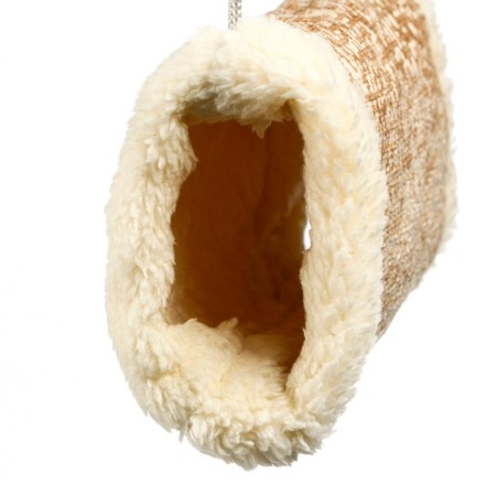 Suspended fur tunnel for rodents, 19 x 12 x 13 cm, beige-2