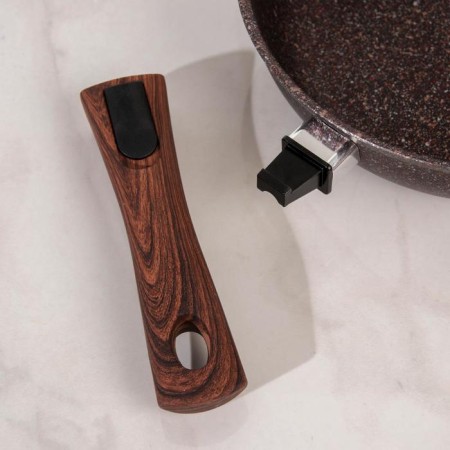 Granit Ultra Red, D = 24 cm pan, removable handle, glass cover, anti -stick coating, brown color-4