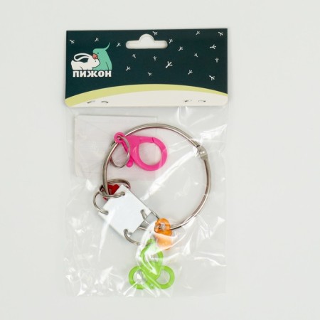 Toy - bird mirror with a bell and a hoop, 27 x 7 cm-7