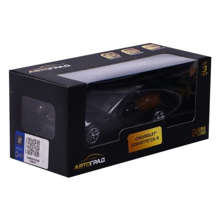 Metal machine Chevrolet Corvette C6-R, 1:32, doors, inertia, black color open-4