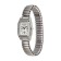 The watch is quartz, dial 2.7 x 3.2 cm, metal strap