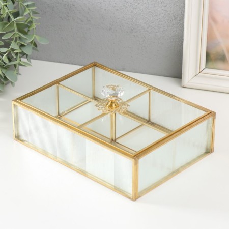 Casket glass with a metal frame "Crystal" Transparent ripples 16.1x22.1x8.5 cm-2