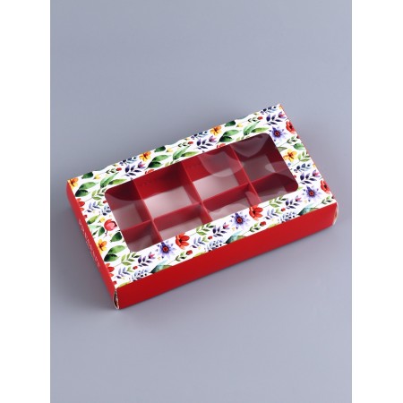 Folding box for 8 sweets "Present", 9.8 x 17.7 x 3.5 cm. Confectionery packaging-1
