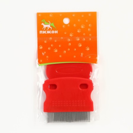 A set of 2 combs, with short and long teeth, red-3