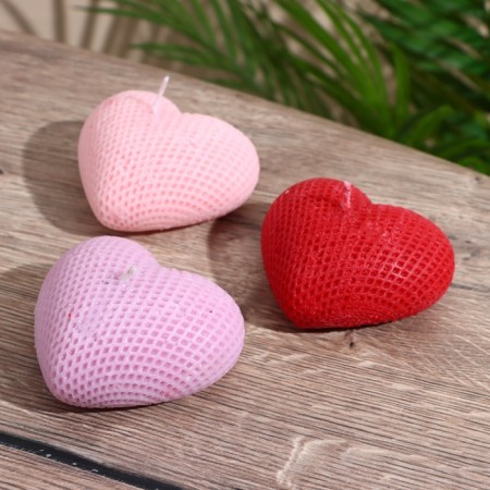 Candle "Heart in a net" 4x6x3 cm, soy wax, mix-4