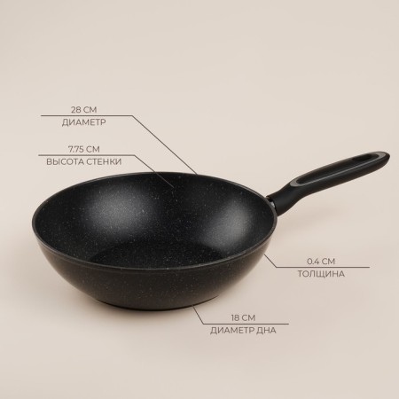 Sleep pan aluminum with anti -stick coating SL Home, D = 28, h = 7.5 cm, black color-1