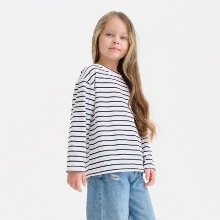 Longsliv children in strip KAFTAN, size 32 (110-116 cm), white/black color-5