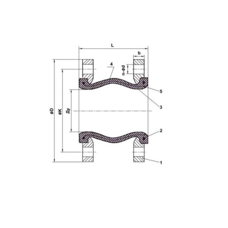Tecofi di7240n vibro -compensator, flange, PN10, DN125-1