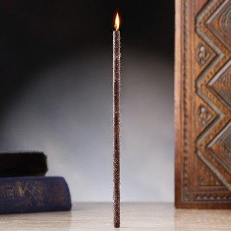 The candle magic wax "exile of evil spirits and negativity", with a basil, 16x0.6 cm, black