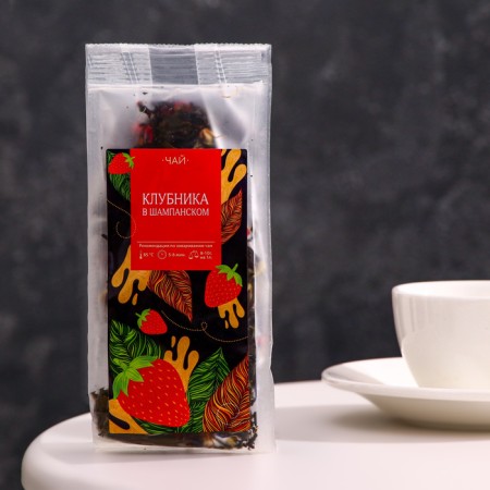 Flavored tea "strawberries in champagne", 50 g