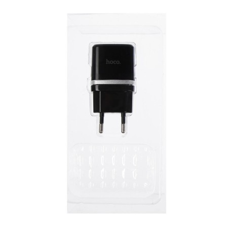 Network charger Hoco C12, 2 USB - 2.4 A, black-2