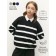 Sweater Knitted Children's Amarobaby Strip, Height 134 cm, Black Color