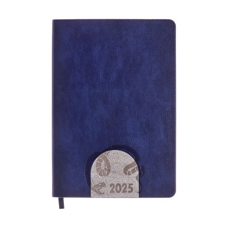 Dated diary 2025, A5, 176 sheets, Hong Kong, solid cover, pancake embossing, with liesse, block 80 g/m2, blue