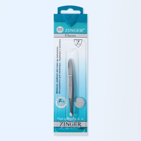 Pinzet begged, narrow, 9 cm, on a blister, silver color, b-158-s -sh-7