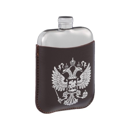 Flaw for alcohol "Emblem of Russia", stainless steel, gift, 180 ml, 6 oz-1