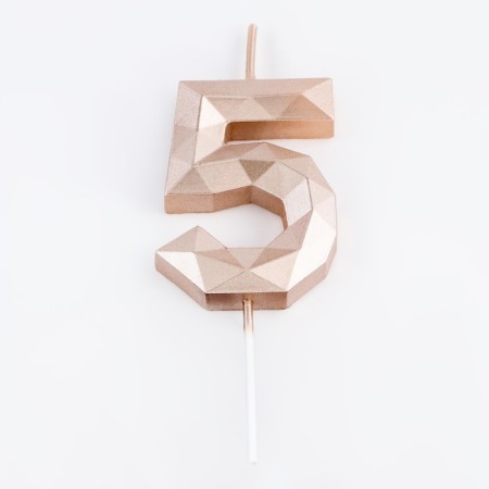 Candle in the cake on the skewer "polyhedron", a number 5, 7 cm, champagne-2