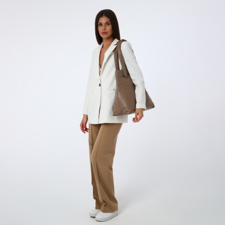 Zipper bag with lightning, beige color-4