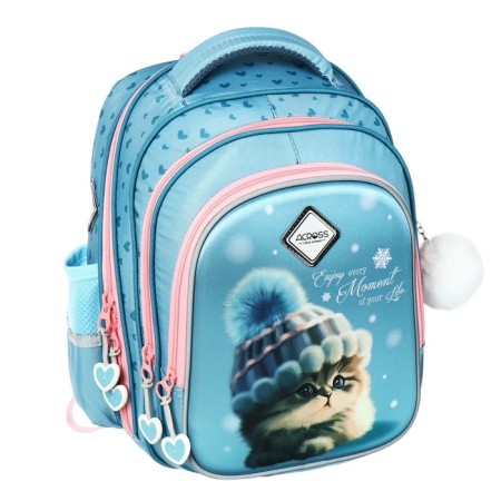 School backpack 40x33x15cm, ergonomic back, Across 410, Blue-1