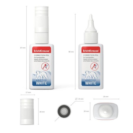 Erichkrause Arctic White, 12 ml correcting liquid, with a plastic tip-2