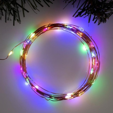 Garland "thread" 5 m Rosa, IP20, copper thread, 50 LED, glow of multi, 2 modes, AAH3
