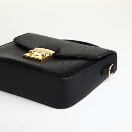 Women's bag on the valve, Textura, small size, black color-8