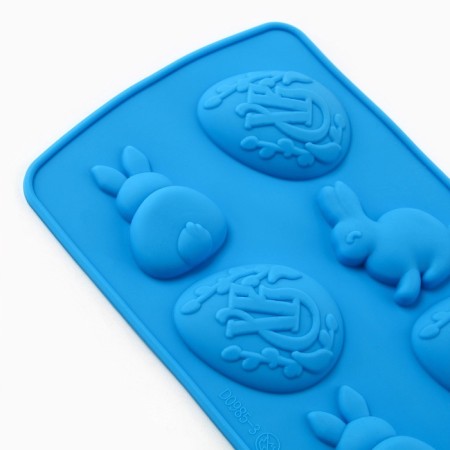 Silicone form for baking on Easter "Bunny", Blue, 10.6 x 20.7 cm-4