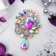Brooch "Empress" radiance, rainbow color in silver