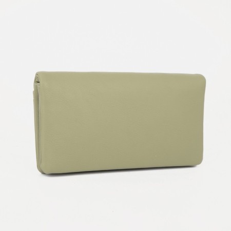 Women's wallet on magnets, green color-1