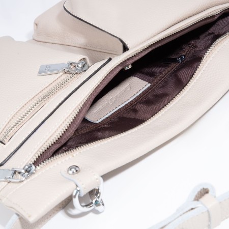 Bag Women's Cross-Bodi with a zipper, beige color-6