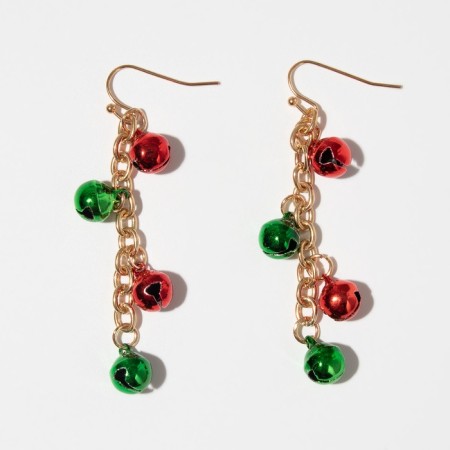 Earrings "Bubens", red-green color in gold-3