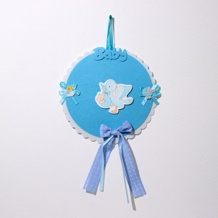 Decorative decoration (suspension) "Stork with a boy" 27x27x46 cm, blue-1