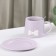 Tea couple ceramic with a spoon "Bow", 2 items: mug 350 ml, saucer d = 15 cm, lilac color