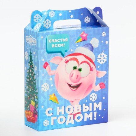 New Year. Gift box New Year's gift Chrome "Smeshariki" License 17 x 6.8 x 20.8 cm (+4 cm).-1