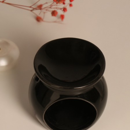 Aroma lamp ceramics "Stop! It's time to catch Zen" Black 7.2x7.2x7.8 cm-6