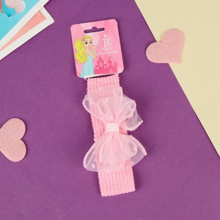Hair bandage "chosen" double bow, 16x3 cm, pink-2