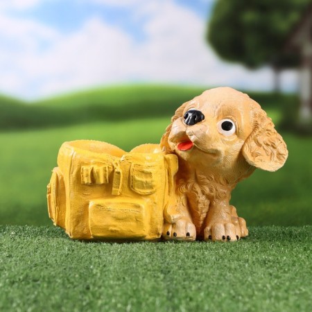 Figure pot "Puppy with a pot" beige, yellow, 16x20x16cm-2