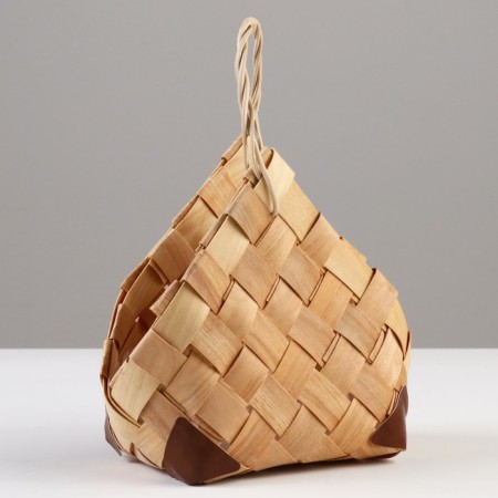 Wicker basket, 17 x 10 x 5 x h16/21.5 cm, sequoia