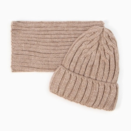 Kit for children (hat, snood), beige color, size 54-56