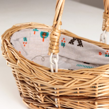 Basket with folding handles, 25x17x8/10 cm, vine-1