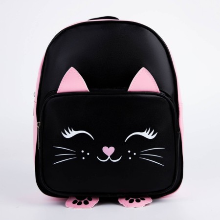 Baby backpack for a girl with a Kotik pocket, artificial leather, 27x23 x 10 cm-1