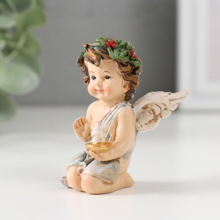 Polystone souvenir "Angel with a wreath with a candle/cross" MIX 6x4.8x3.4 cm-4